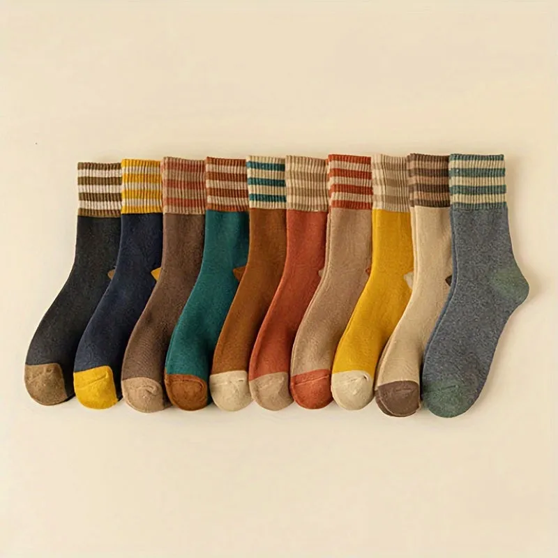 10 Pairs of Chic MidCalf Womens Striped Socks