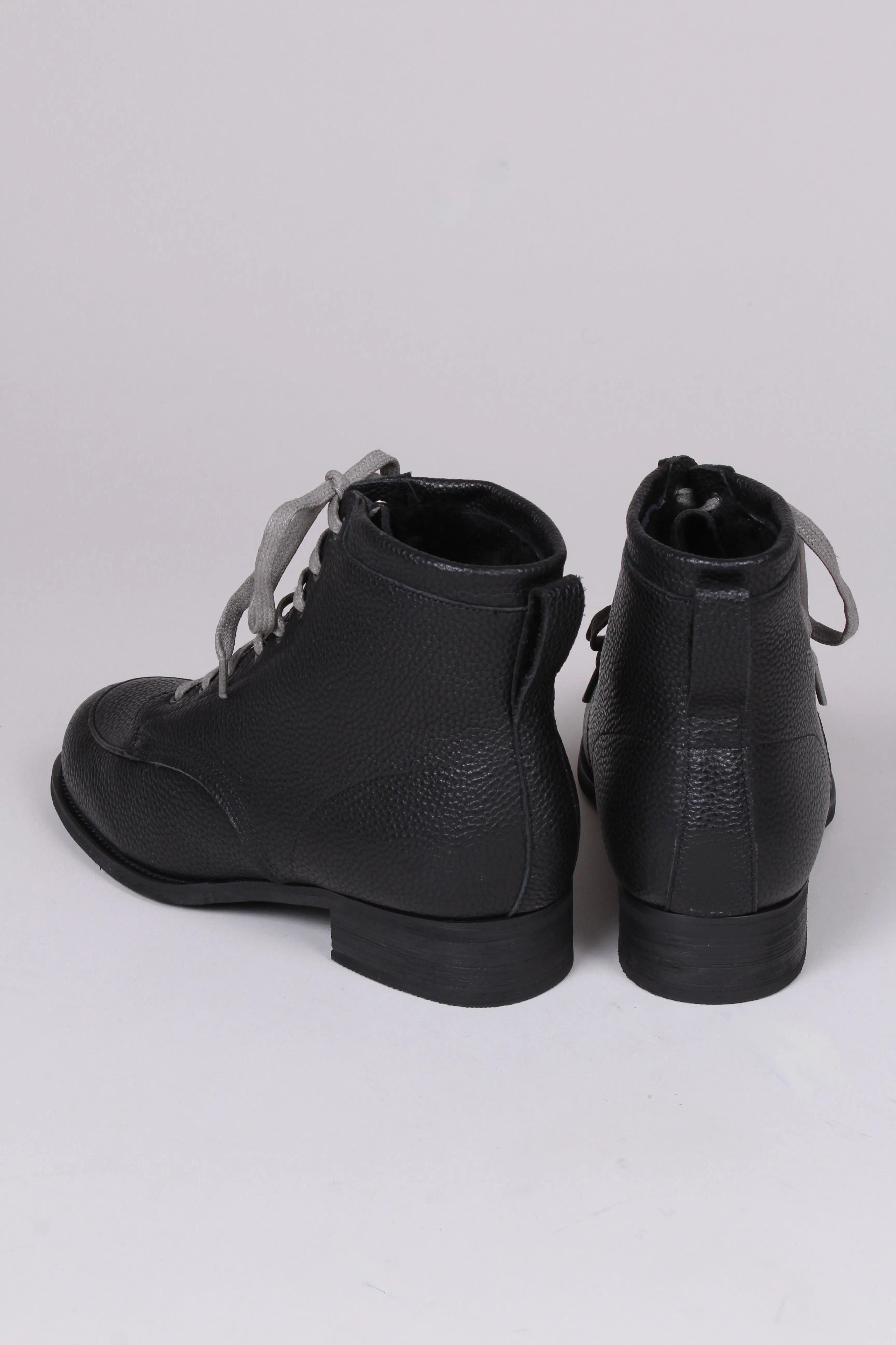 1930s/1940s Style Winter Snow Boots with Fur - Black - Rita