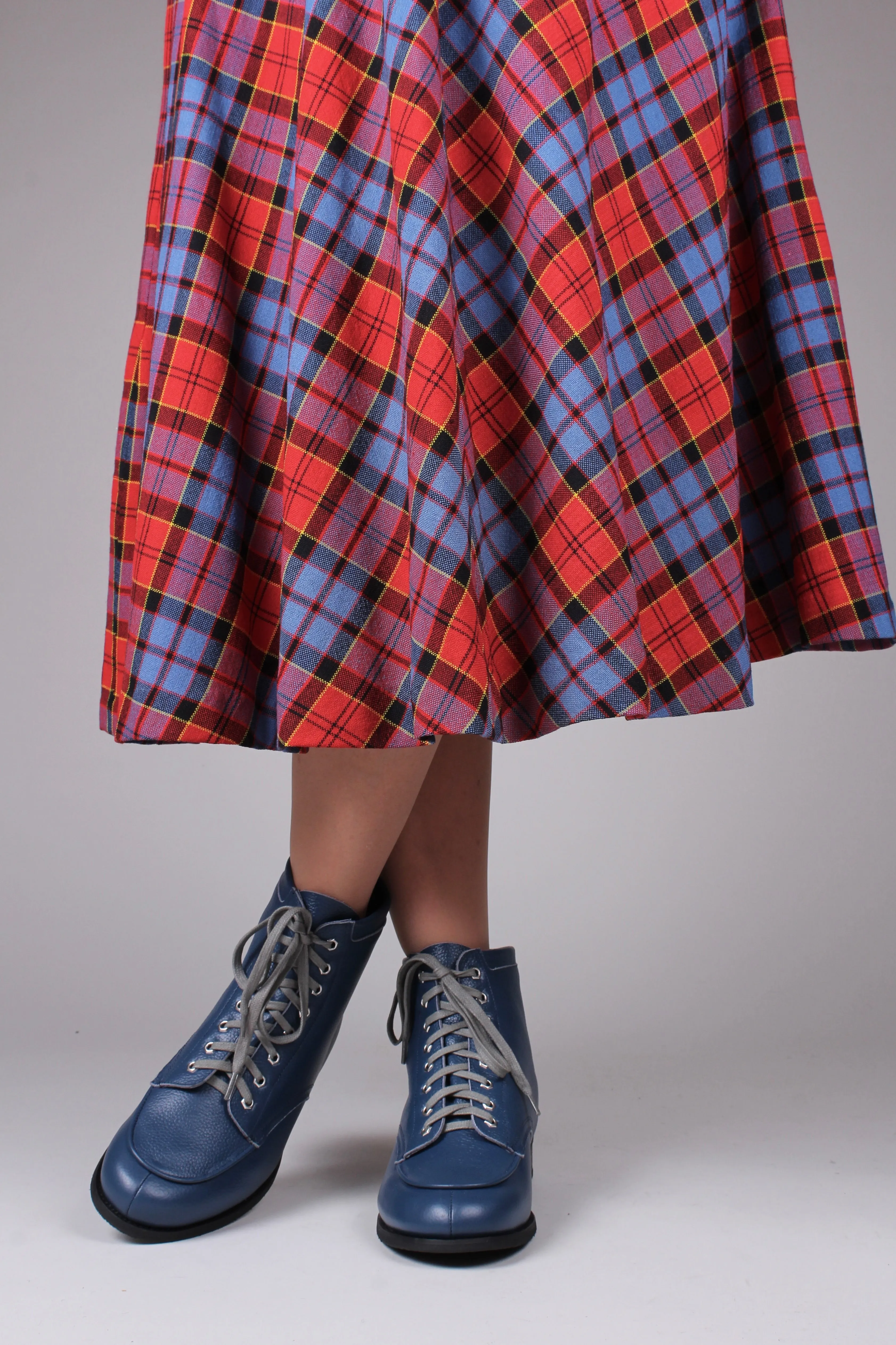 1930s/1940s Style Winter Snow Boots with Fur - Blue - Rita