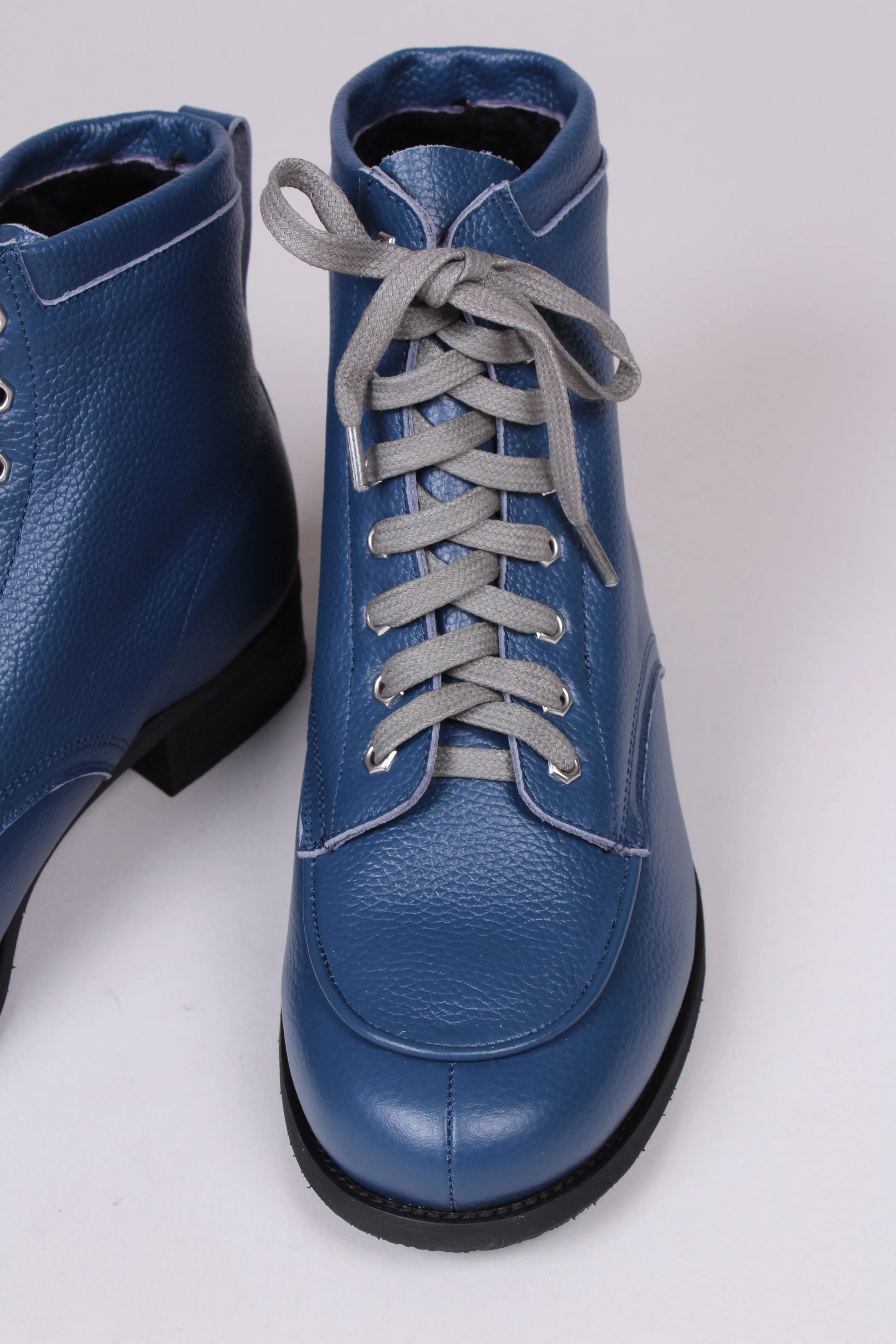 1930s/1940s Style Winter Snow Boots with Fur - Blue - Rita