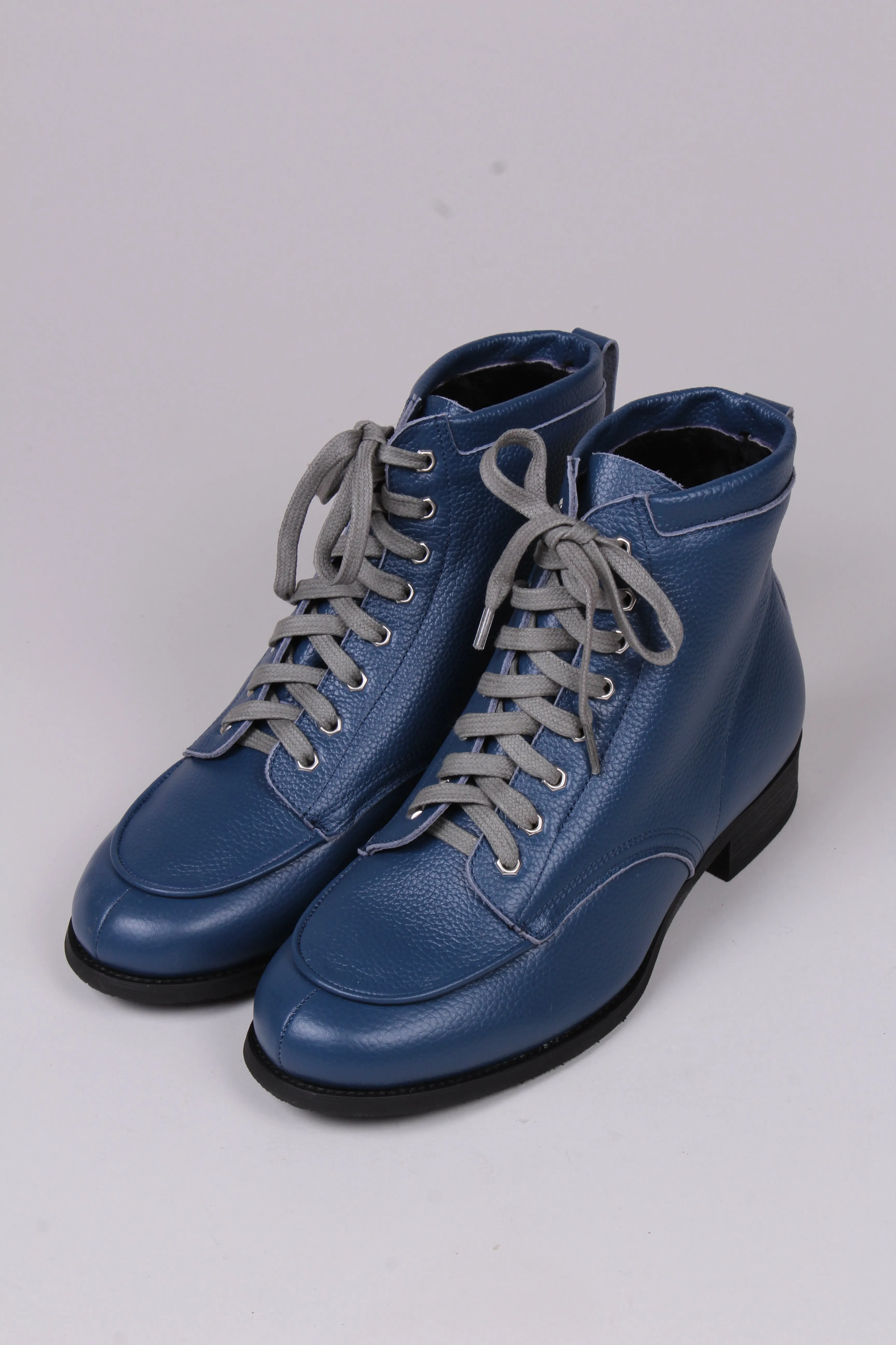 1930s/1940s Style Winter Snow Boots with Fur - Blue - Rita