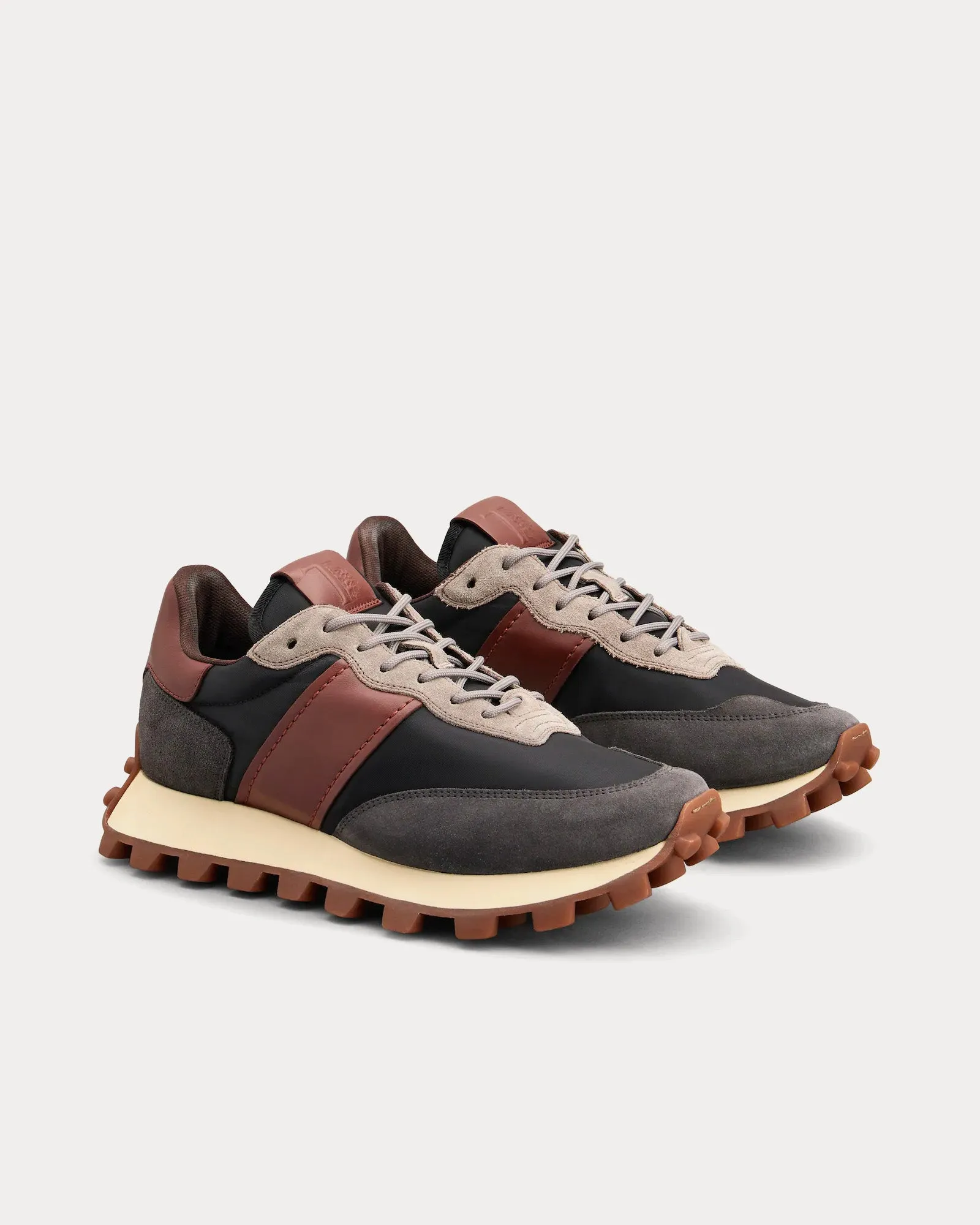 1T Suede & Fabric Grey / Brown Low Top Sneakers
