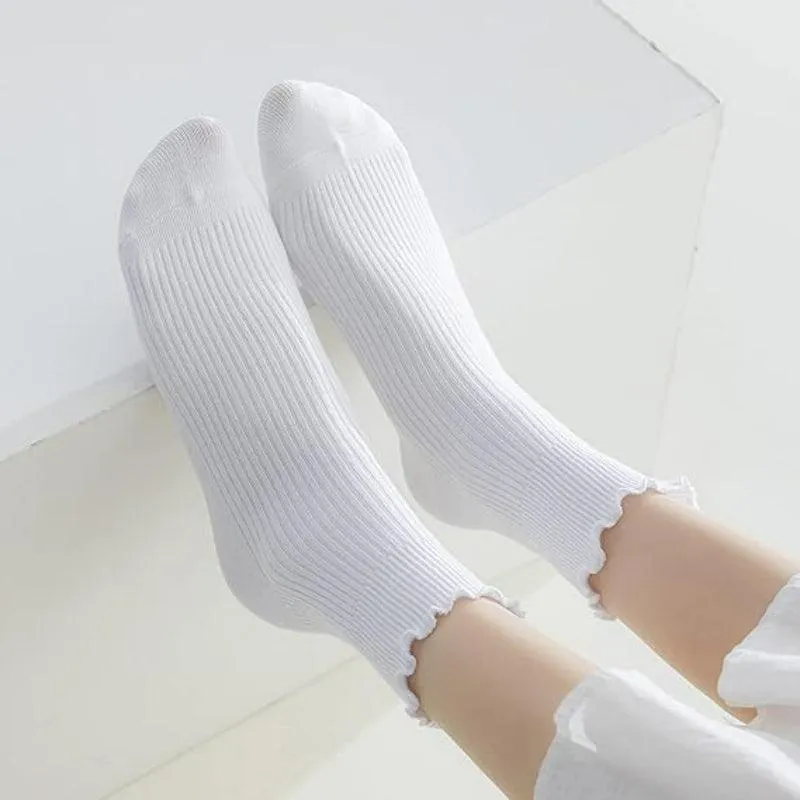 6 Pack Ruffle Knitted Socks – Soft and Stylish Everyday