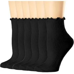 6 Pack Ruffle Knitted Socks – Soft and Stylish Everyday