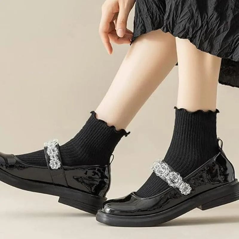 6 Pack Ruffle Knitted Socks – Soft and Stylish Everyday