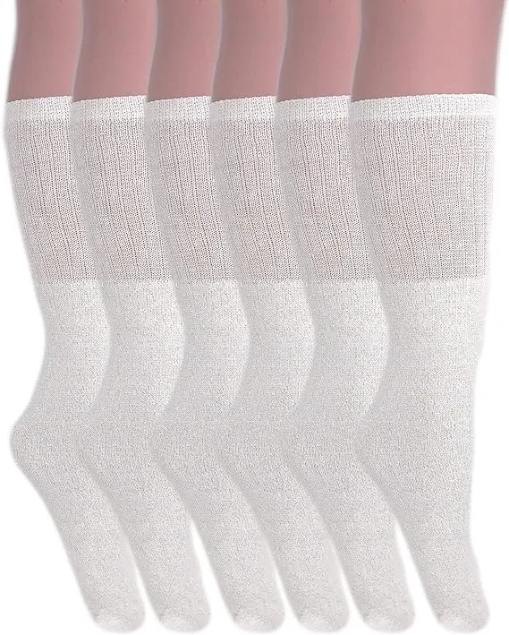 6 Pairs Men's and Women's Cotton Knee High Tube Socks Size 9-15 for Sports