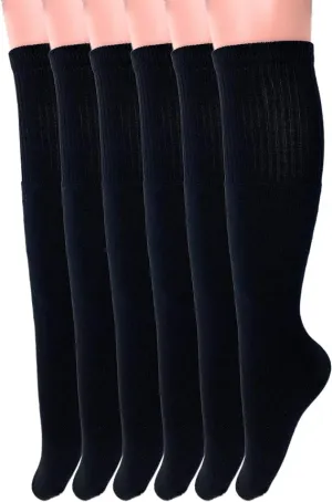 6 Pairs Men's and Women's Cotton Knee High Tube Socks Size 9-15 for Sports