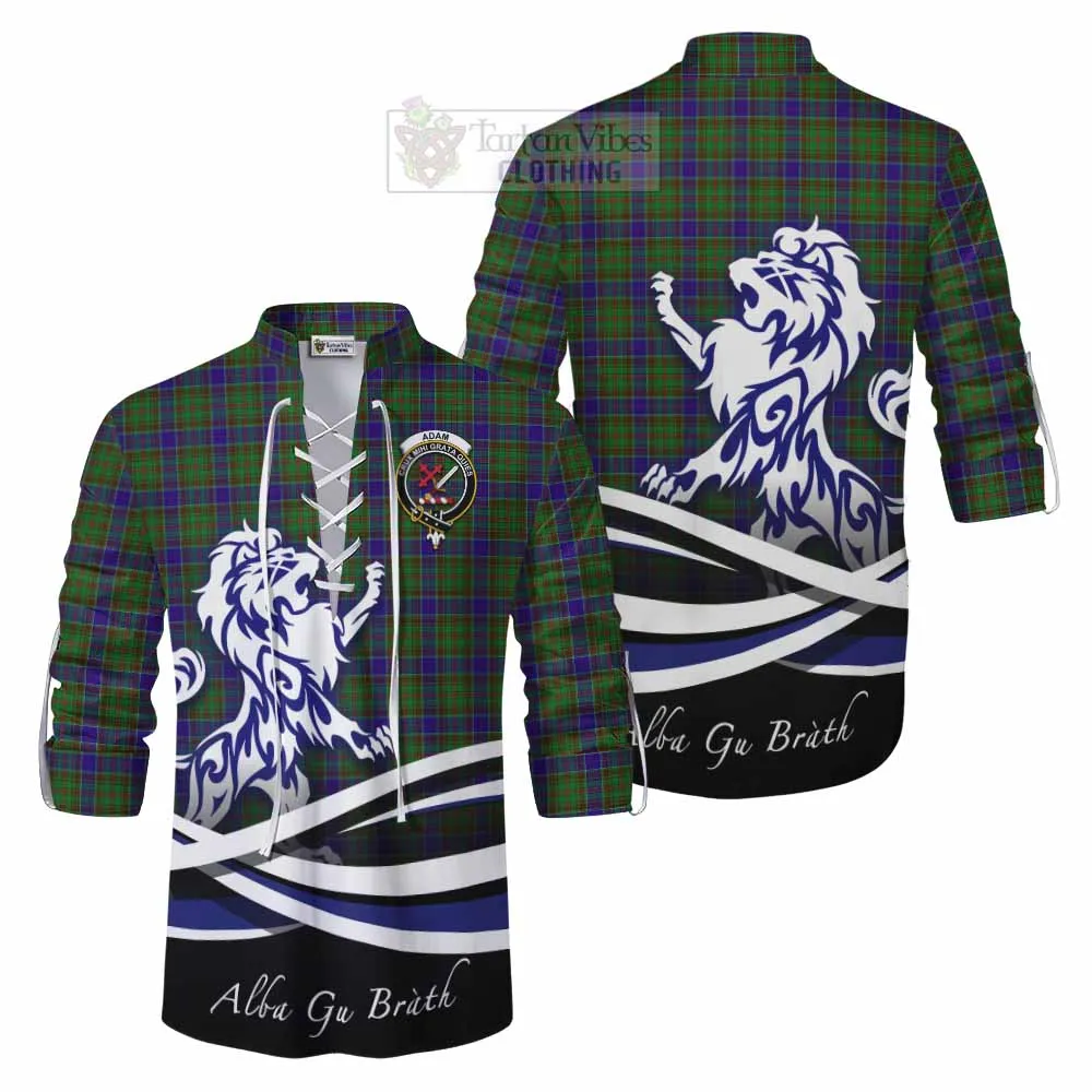 Adam Tartan Ghillie Kilt Shirt with Alba Gu Brath Regal Lion Emblem