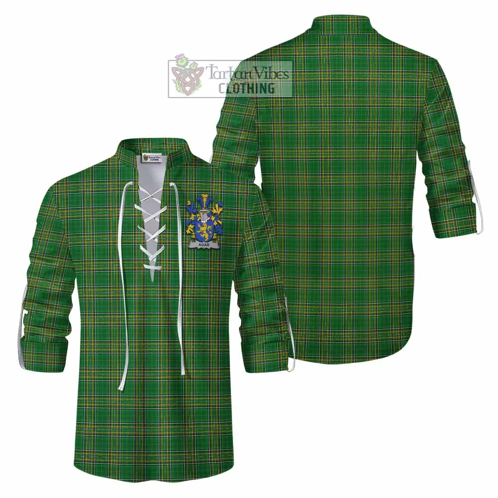 Agar Irish Clan Tartan Ghillie Kilt Shirt with Coat of Arms