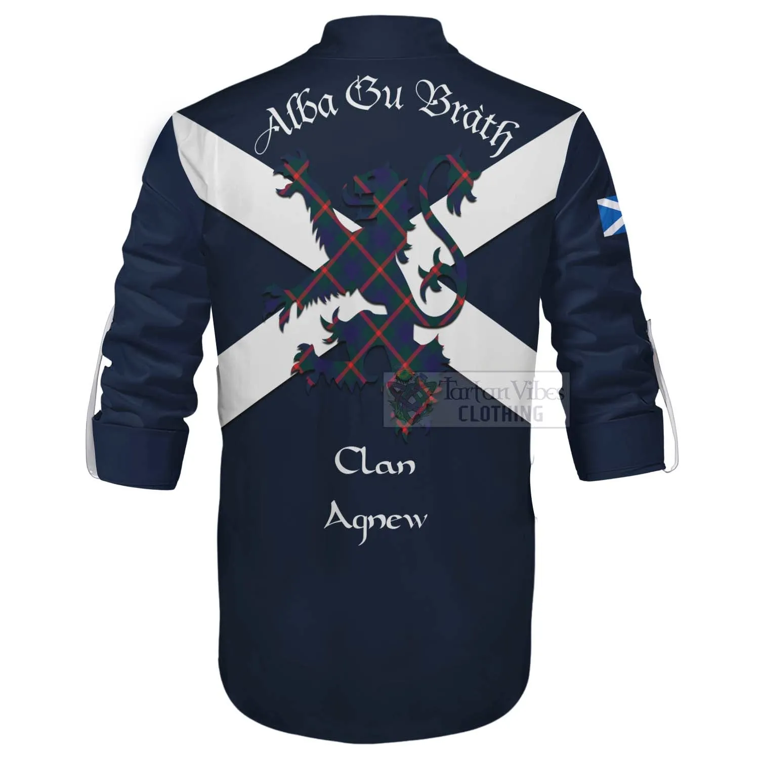 Agnew Tartan Lion Rampant Ghillie Kilt Shirt Proudly Display Your Heritage with Alba Gu Brath and Clan Name