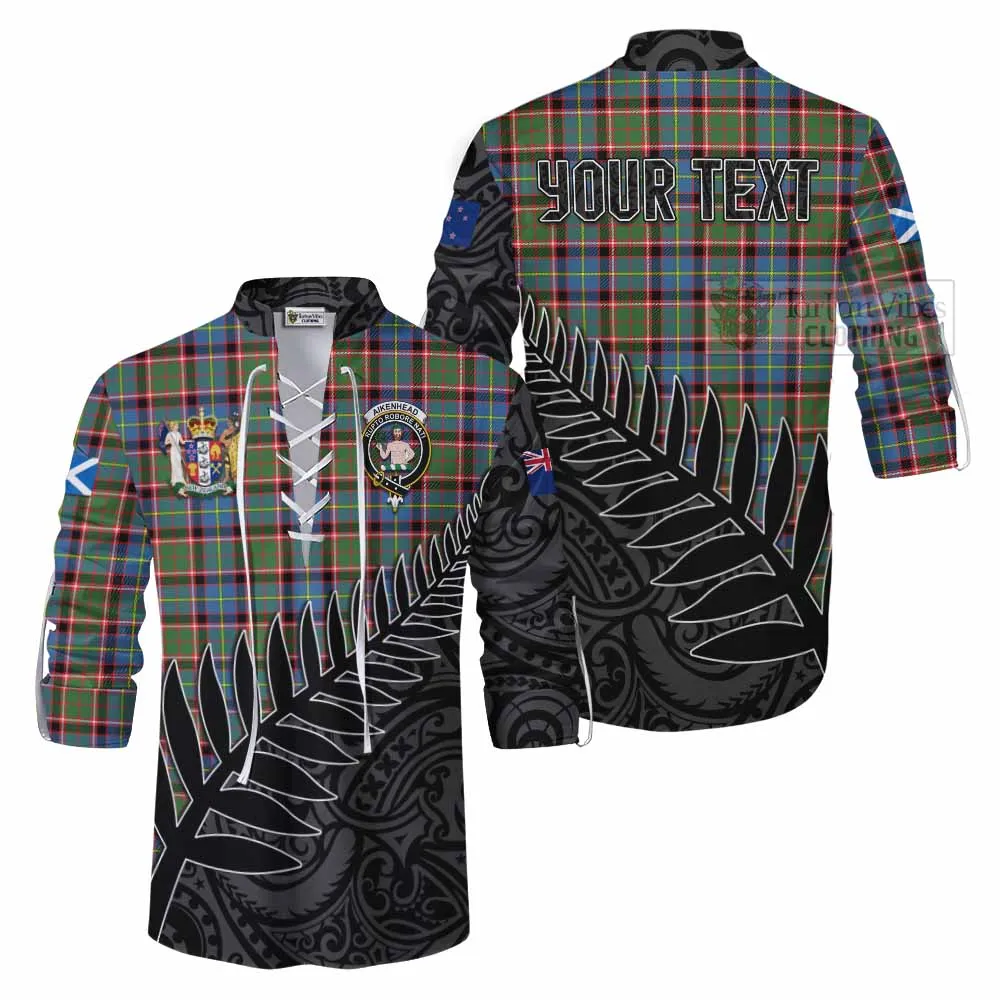 Aikenhead Crest Tartan Ghillie Kilt Shirt with New Zealand Silver Fern Half Style