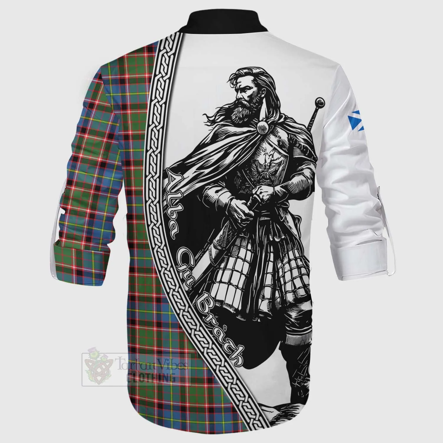 Aikenhead Tartan Clan Crest Ghillie Kilt Shirt with Highlander Warrior Celtic Style