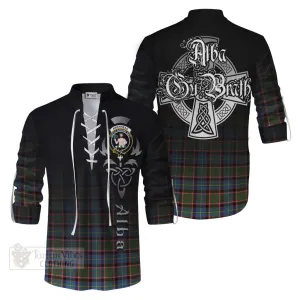 Aikenhead Tartan Ghillie Kilt Shirt Featuring Alba Gu Brath Family Crest Celtic Inspired