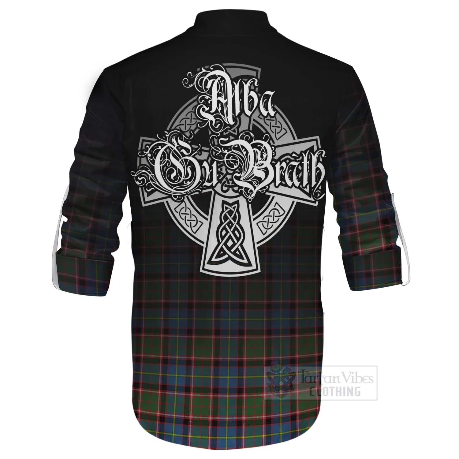 Aikenhead Tartan Ghillie Kilt Shirt Featuring Alba Gu Brath Family Crest Celtic Inspired