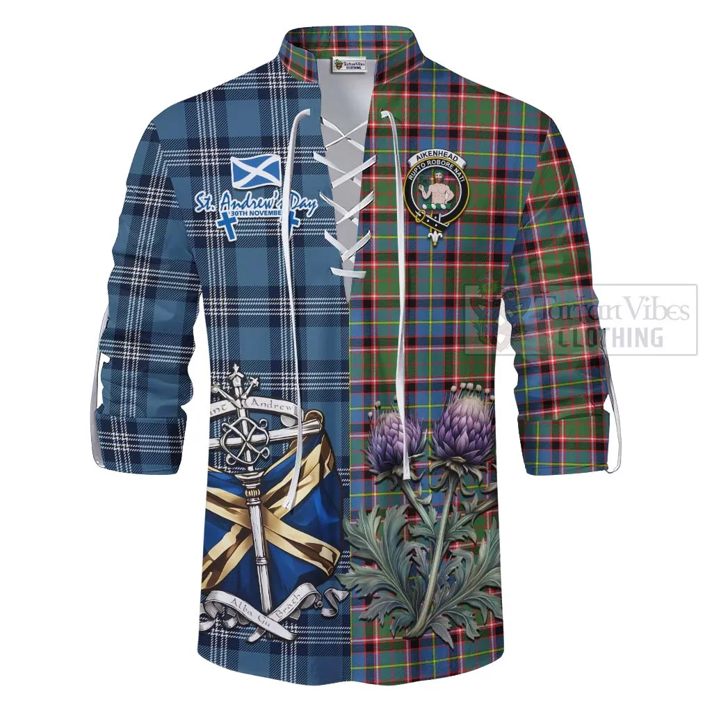 Aikenhead Tartan Ghillie Kilt Shirt Happy St. Andrew's Day Half Tartan Style