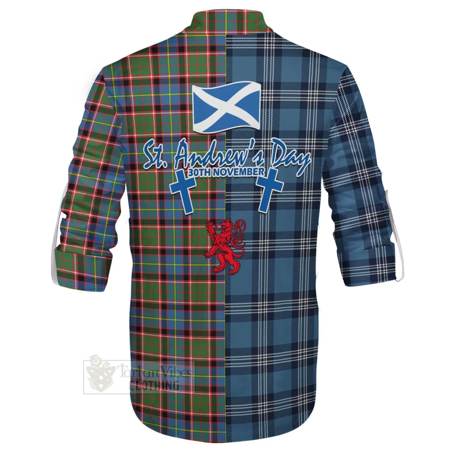 Aikenhead Tartan Ghillie Kilt Shirt Happy St. Andrew's Day Half Tartan Style