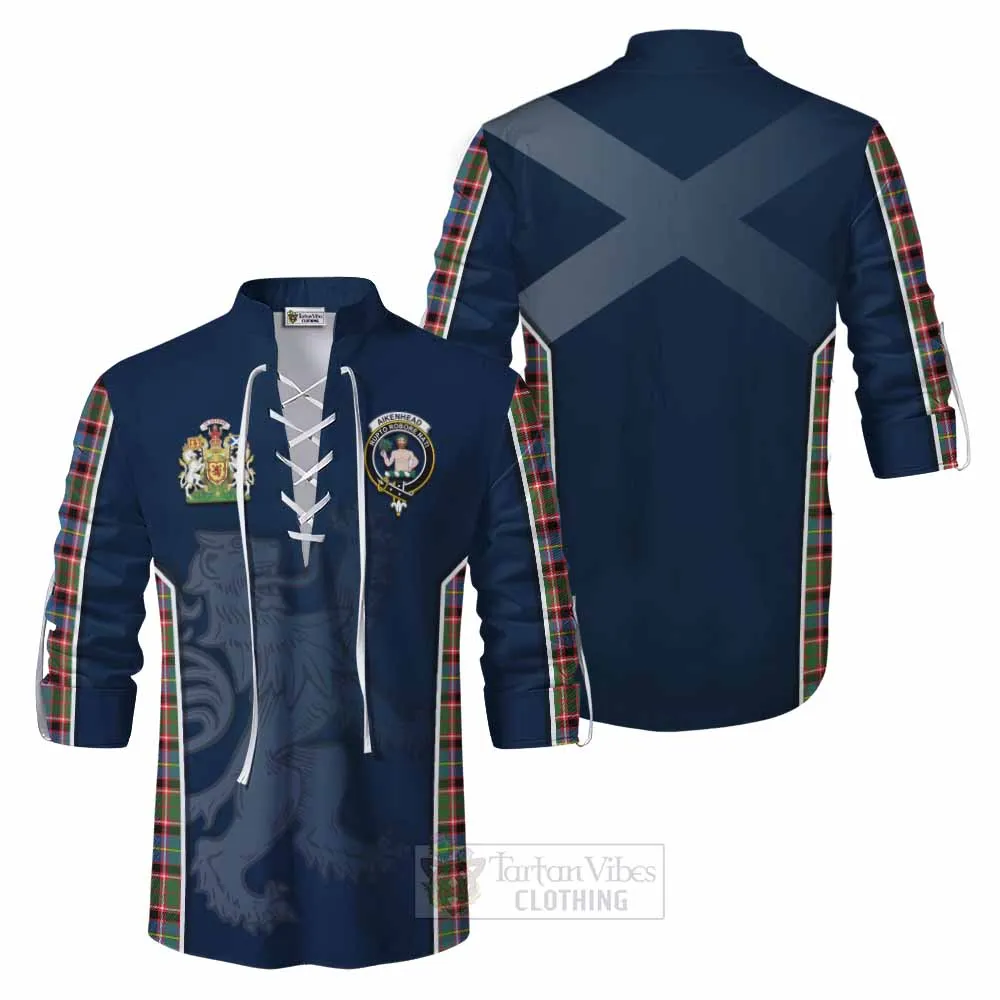 Aikenhead Tartan Ghillie Kilt Shirt with Family Crest and Lion Rampant Vibes Sport Style