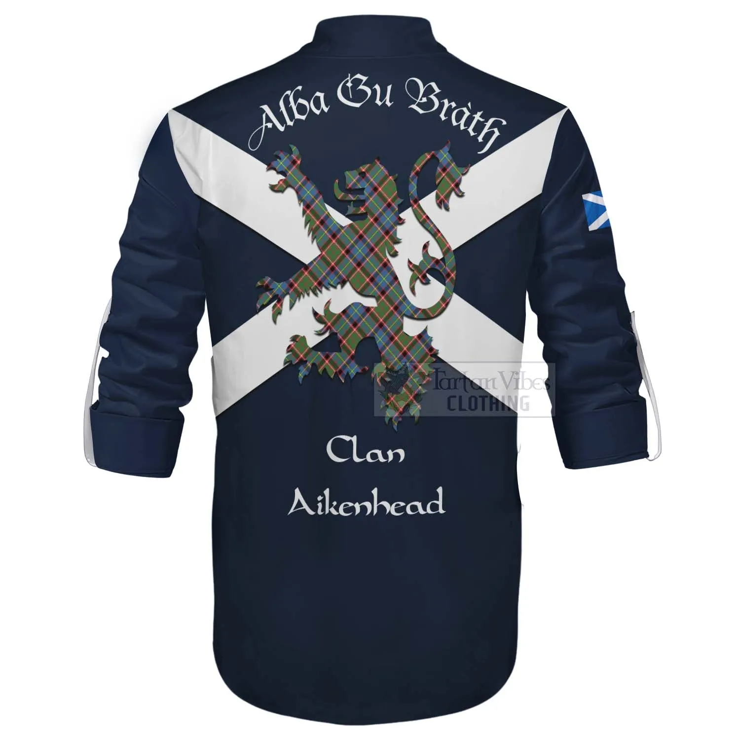 Aikenhead Tartan Lion Rampant Ghillie Kilt Shirt Proudly Display Your Heritage with Alba Gu Brath and Clan Name