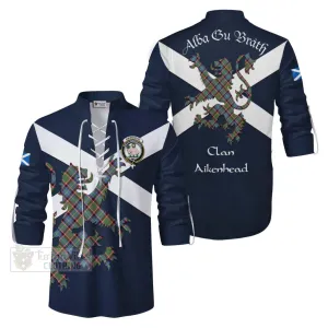Aikenhead Tartan Lion Rampant Ghillie Kilt Shirt Proudly Display Your Heritage with Alba Gu Brath and Clan Name