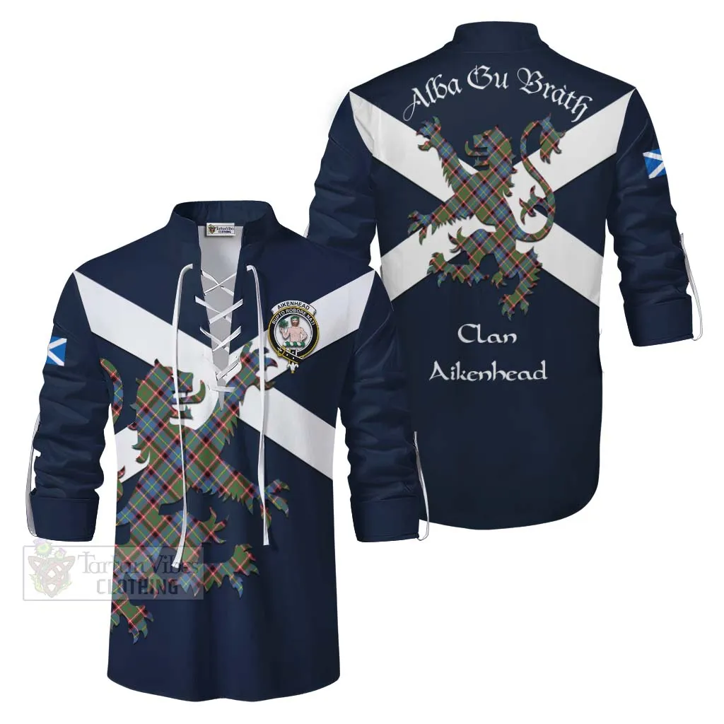 Aikenhead Tartan Lion Rampant Ghillie Kilt Shirt Proudly Display Your Heritage with Alba Gu Brath and Clan Name