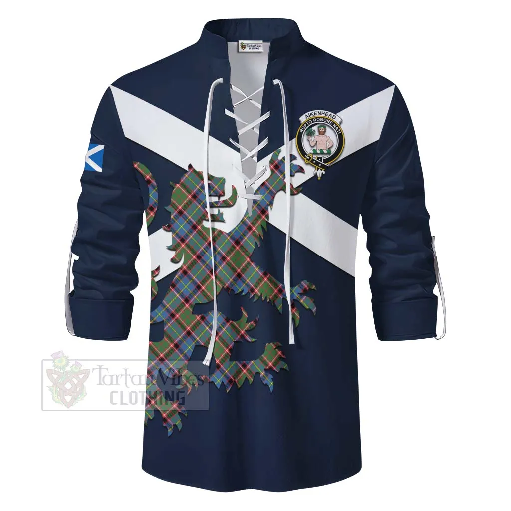 Aikenhead Tartan Lion Rampant Ghillie Kilt Shirt Proudly Display Your Heritage with Alba Gu Brath and Clan Name