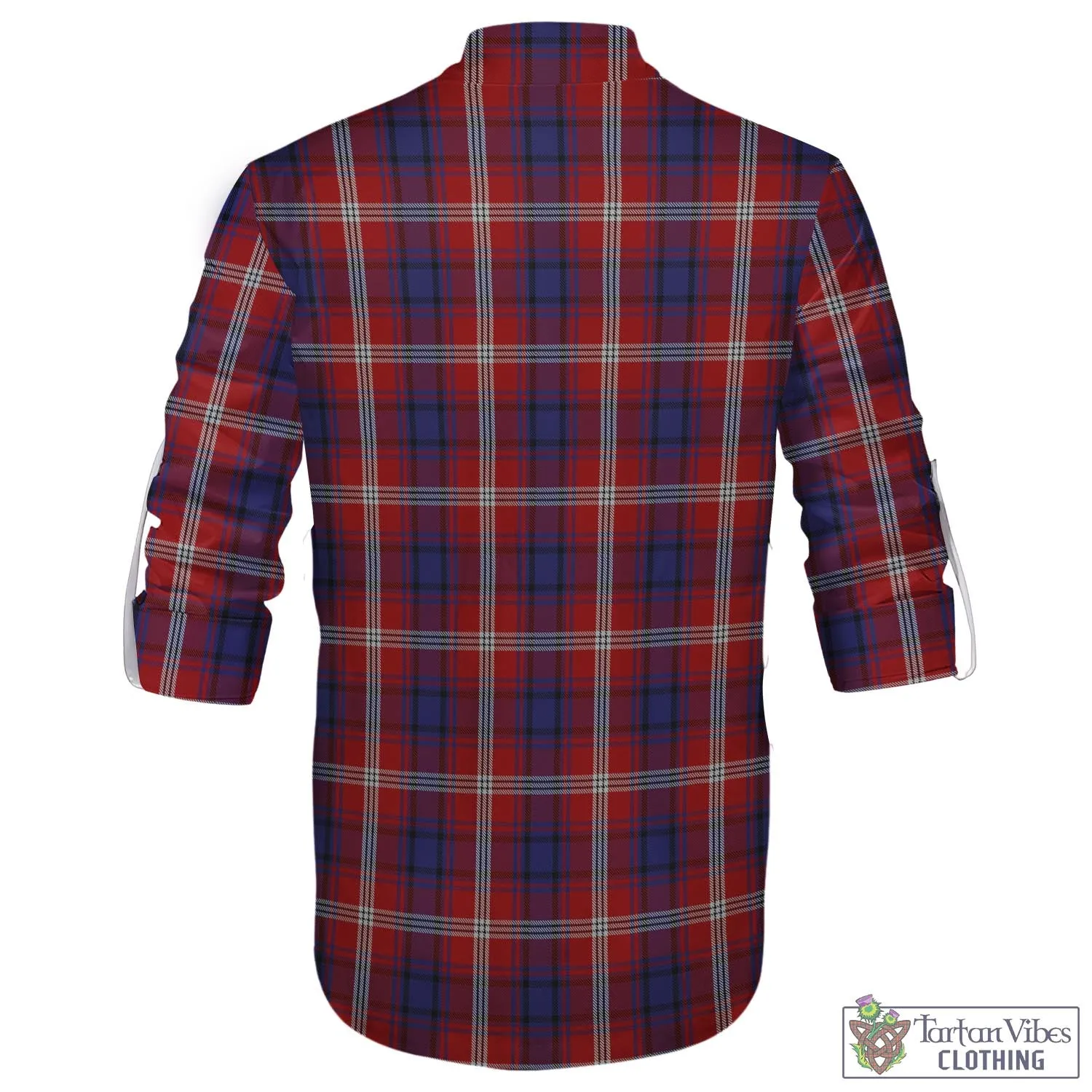 Ainslie Tartan Men's Scottish Traditional Jacobite Ghillie Kilt Shirt with Family Crest