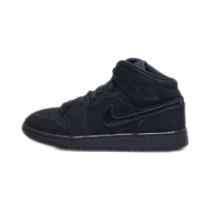 Air Jordan 1 Mid Retro Sneakers Leather Black Colour For Kids