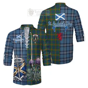 Aiton Tartan Ghillie Kilt Shirt Happy St. Andrew's Day Half Tartan Style