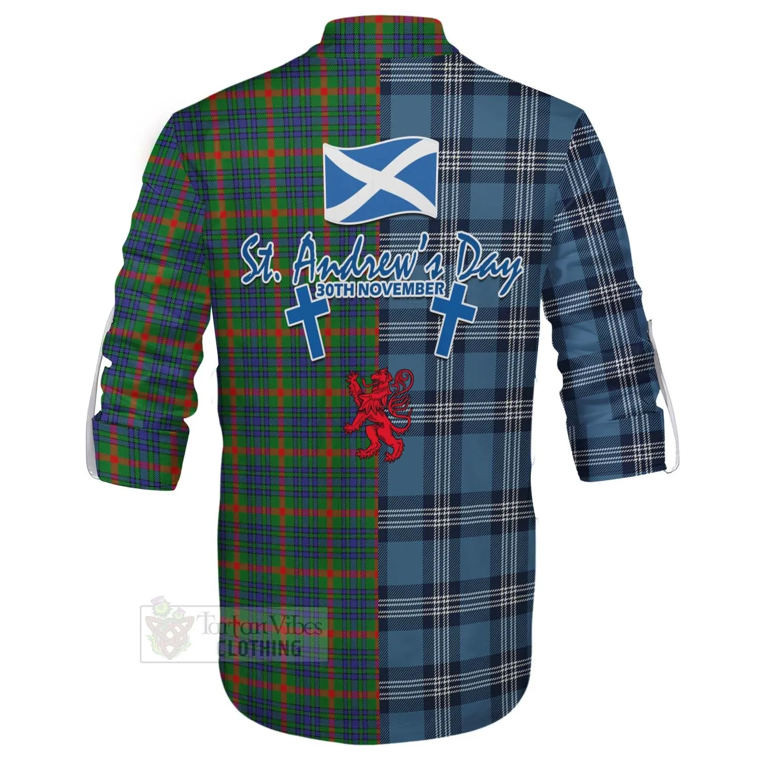 Aiton Tartan Ghillie Kilt Shirt Happy St. Andrew's Day Half Tartan Style