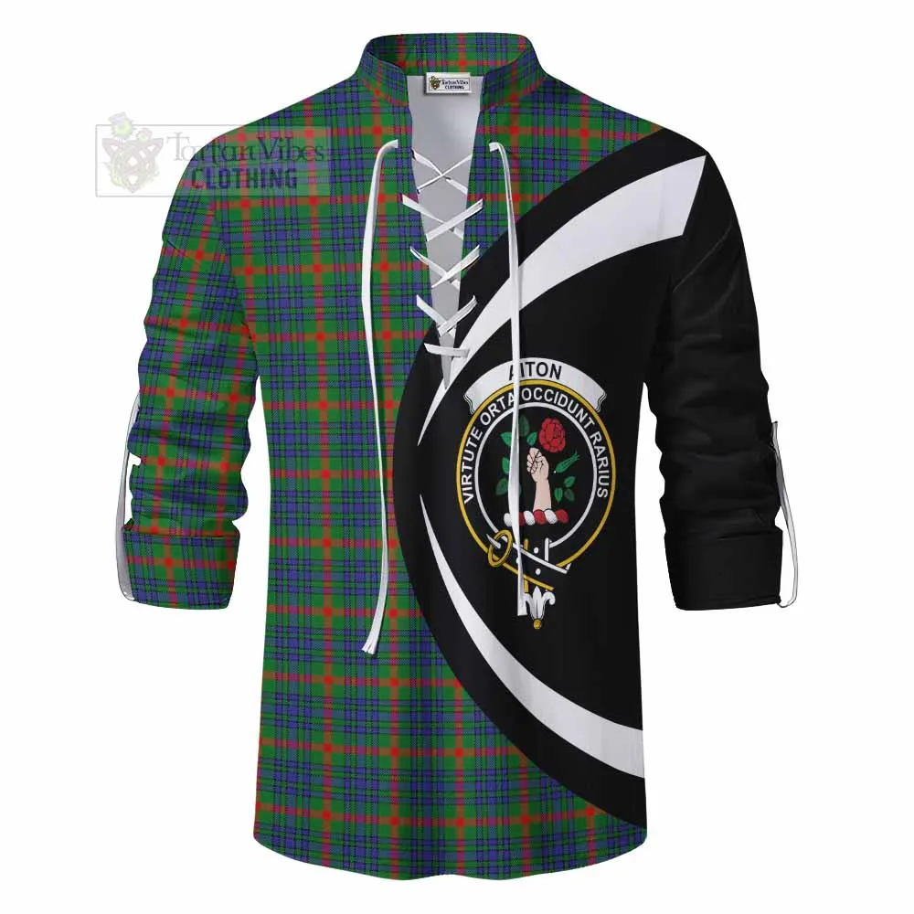 Aiton Tartan Ghillie Kilt Shirt with Family Crest Circle Style