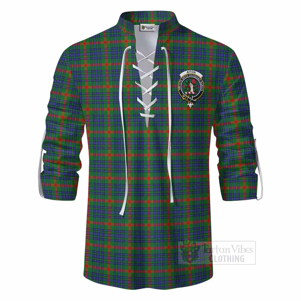 Aiton Tartan Ghillie Kilt Shirt with Family Crest DNA In Me Style