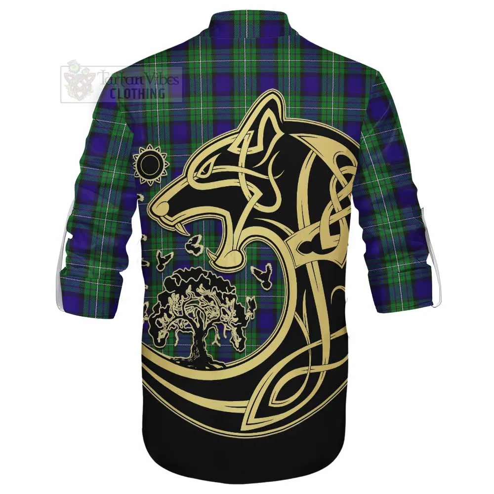 Alexander Tartan Ghillie Kilt Shirt with Family Crest Celtic Wolf Style