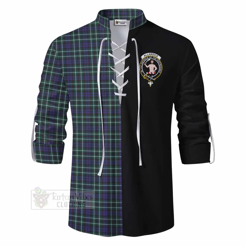 Allardice Tartan Ghillie Kilt Shirt with Family Crest and Half Of Me Style
