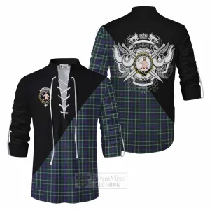 Allardice Tartan Ghillie Kilt Shirt with Family Crest and Military Logo Style