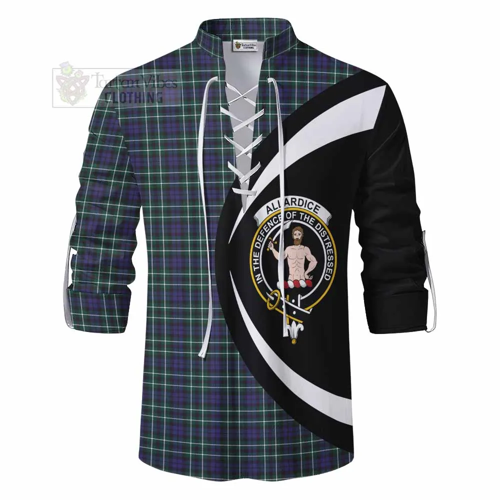 Allardice Tartan Ghillie Kilt Shirt with Family Crest Circle Style