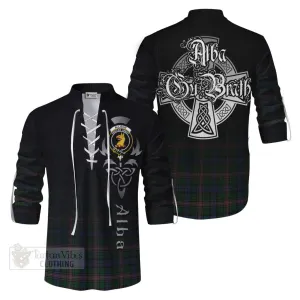 Allison Tartan Ghillie Kilt Shirt Featuring Alba Gu Brath Family Crest Celtic Inspired