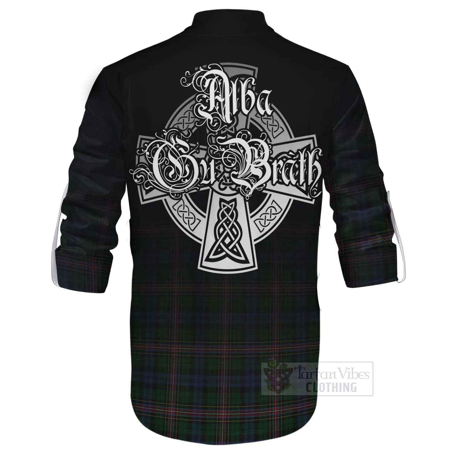 Allison Tartan Ghillie Kilt Shirt Featuring Alba Gu Brath Family Crest Celtic Inspired