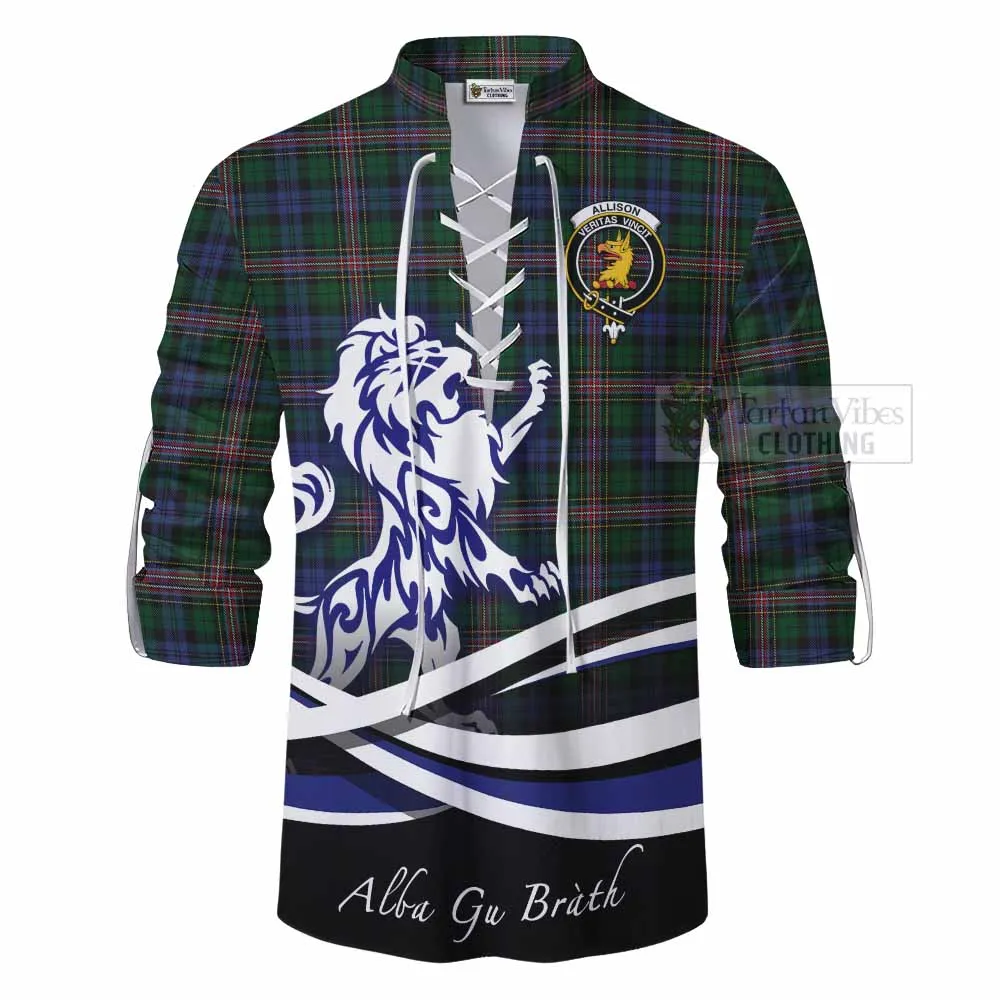 Allison Tartan Ghillie Kilt Shirt with Alba Gu Brath Regal Lion Emblem