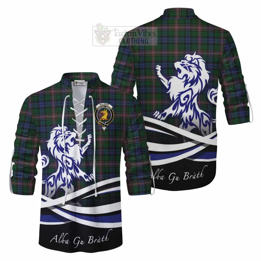 Allison Tartan Ghillie Kilt Shirt with Alba Gu Brath Regal Lion Emblem