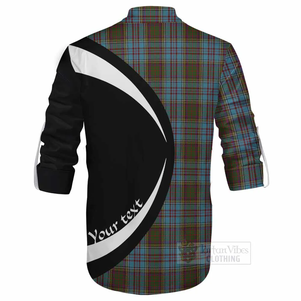 Anderson Tartan Ghillie Kilt Shirt with Family Crest Circle Style