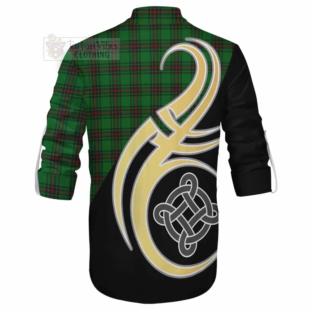 Anstruther Tartan Ghillie Kilt Shirt with Family Crest and Celtic Symbol Style