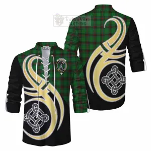 Anstruther Tartan Ghillie Kilt Shirt with Family Crest and Celtic Symbol Style