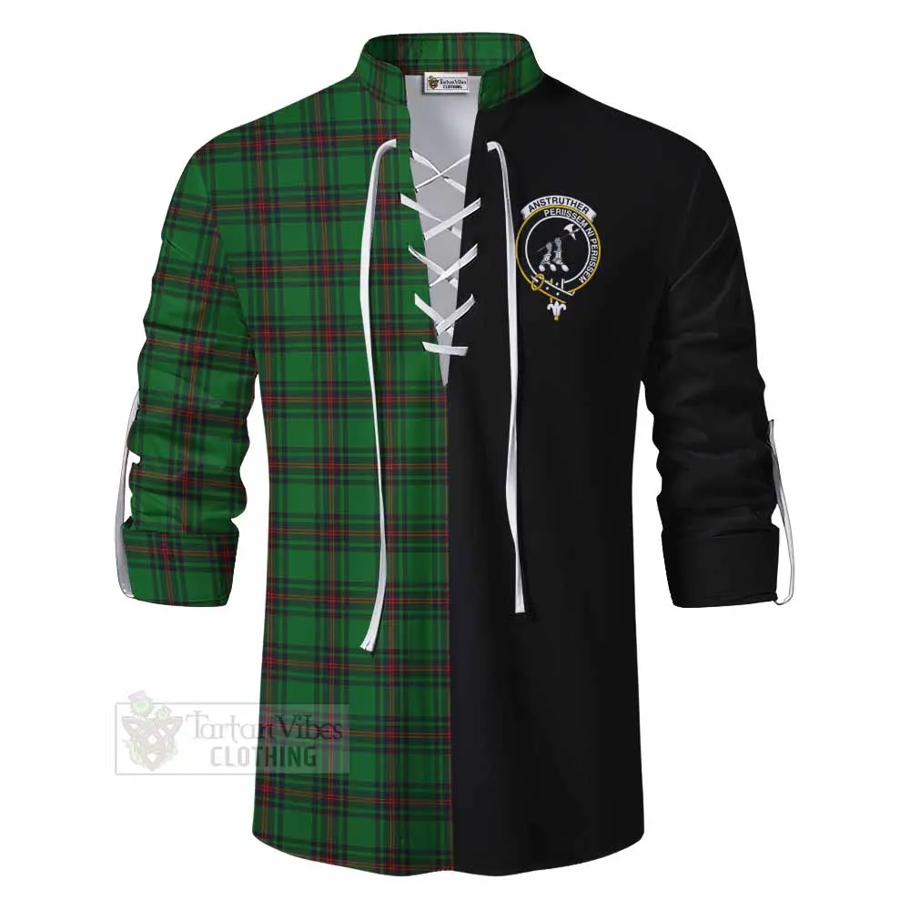 Anstruther Tartan Ghillie Kilt Shirt with Family Crest and Half Of Me Style