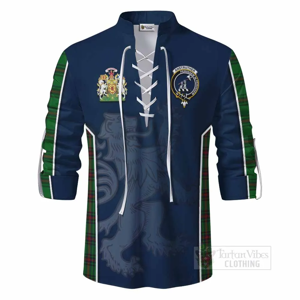 Anstruther Tartan Ghillie Kilt Shirt with Family Crest and Lion Rampant Vibes Sport Style