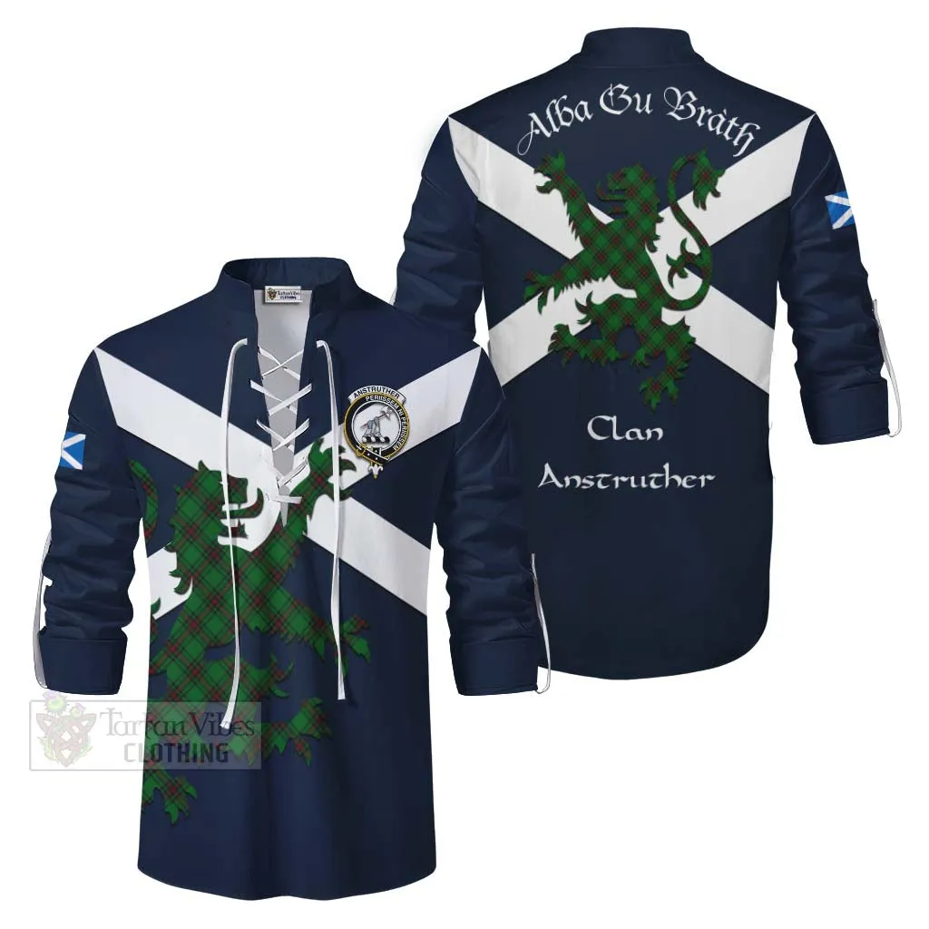 Anstruther Tartan Lion Rampant Ghillie Kilt Shirt Proudly Display Your Heritage with Alba Gu Brath and Clan Name