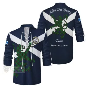 Anstruther Tartan Lion Rampant Ghillie Kilt Shirt Proudly Display Your Heritage with Alba Gu Brath and Clan Name