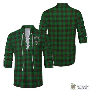 Anstruther Tartan Men's Scottish Traditional Jacobite Ghillie Kilt Shirt with Family Crest