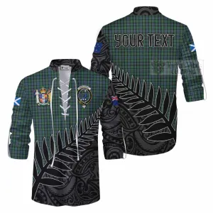 Arbuthnot Crest Tartan Ghillie Kilt Shirt with New Zealand Silver Fern Half Style