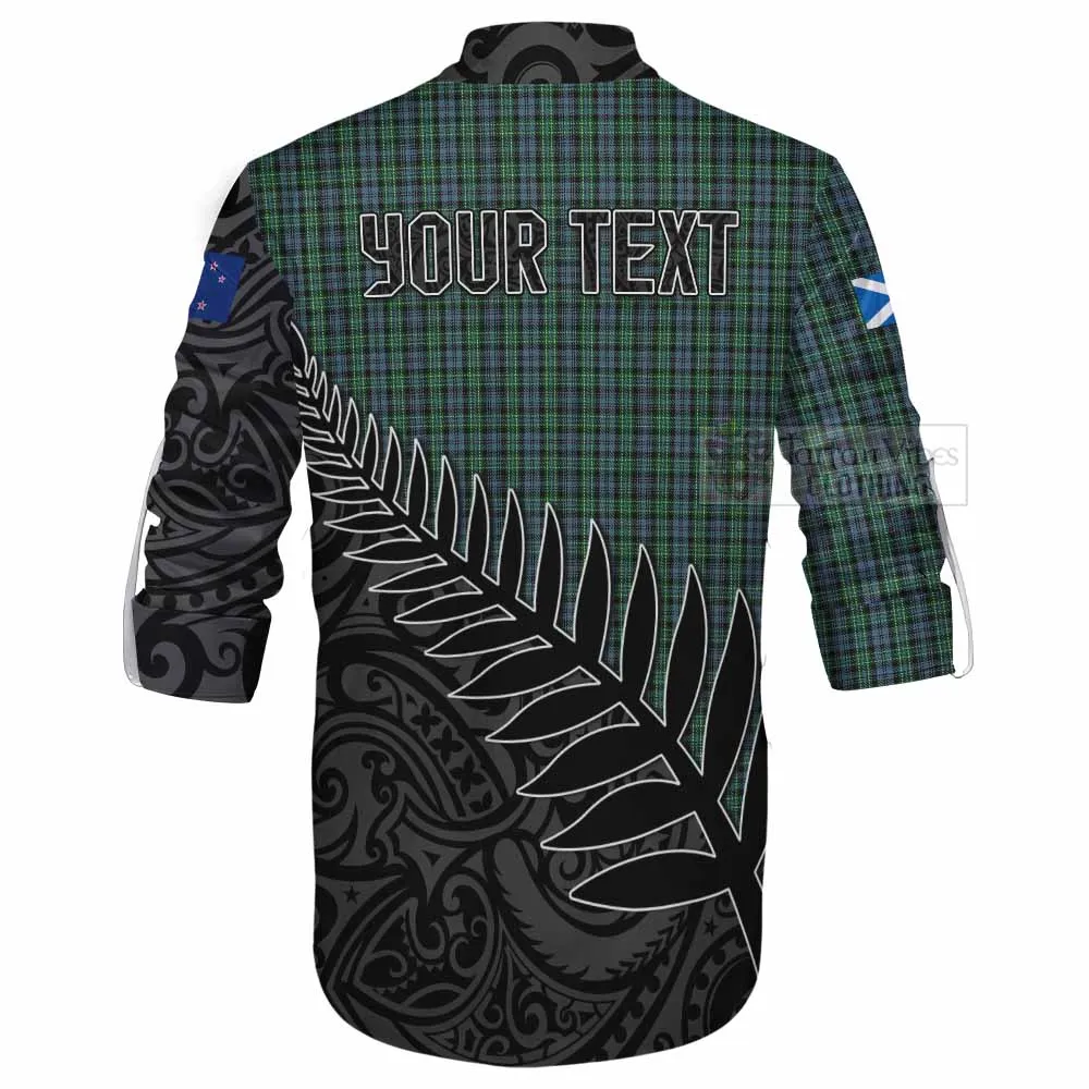 Arbuthnot Crest Tartan Ghillie Kilt Shirt with New Zealand Silver Fern Half Style