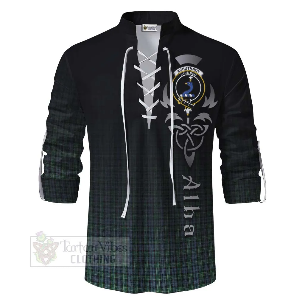 Arbuthnot Tartan Ghillie Kilt Shirt Featuring Alba Gu Brath Family Crest Celtic Inspired